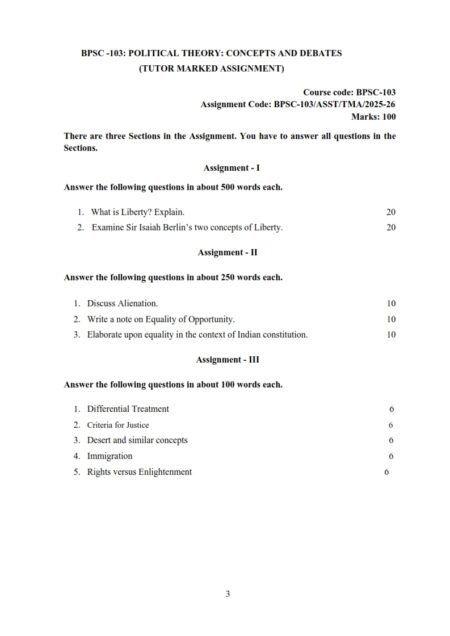 IGNOU BPSC-103 Solved Assignment 2025-26 English Medium