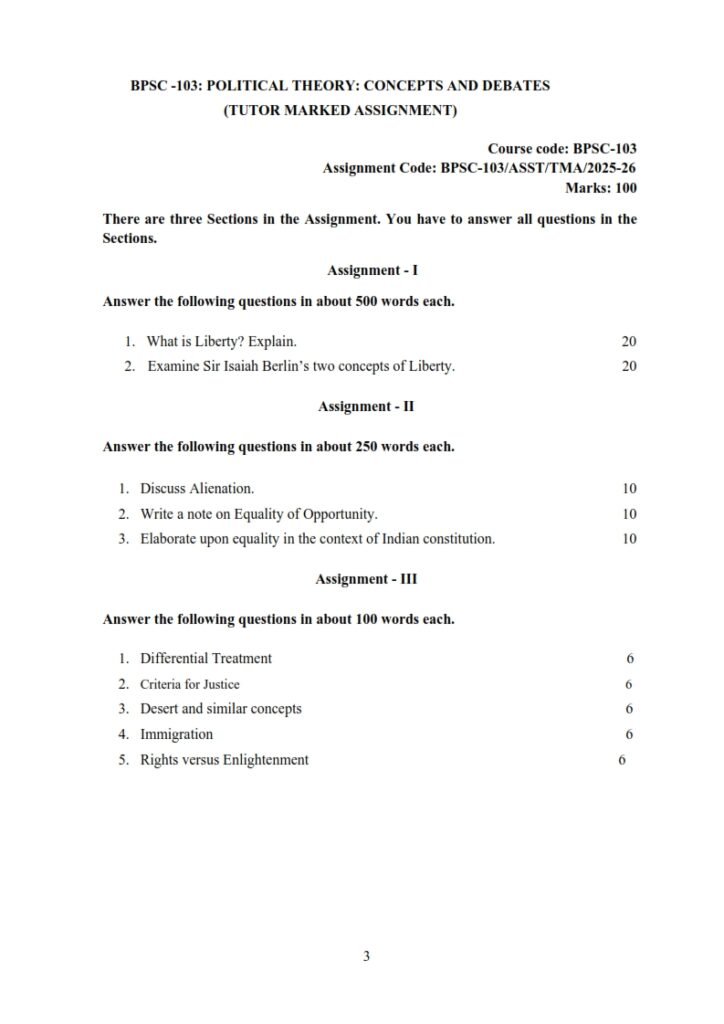 IGNOU BPSC-103 Solved Assignment 2025-26 English Medium
