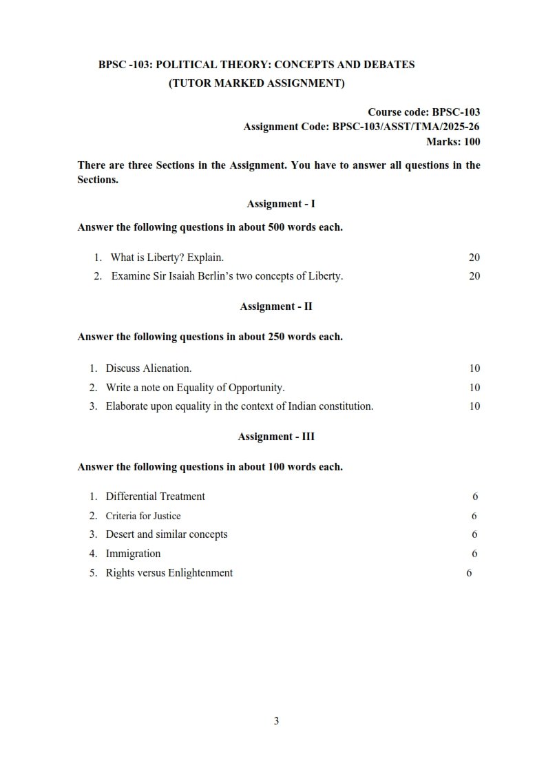IGNOU BPSC-103 Solved Assignment 2025-26 English Medium
