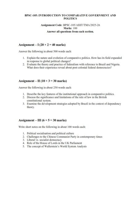 IGNOU BPSC-105 Solved Assignment 2025-26 English Medium
