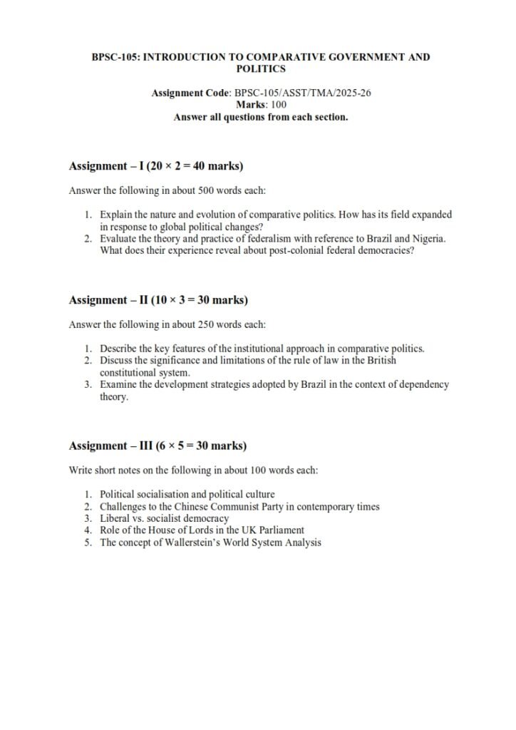 IGNOU BPSC-105 Solved Assignment 2025-26 English Medium