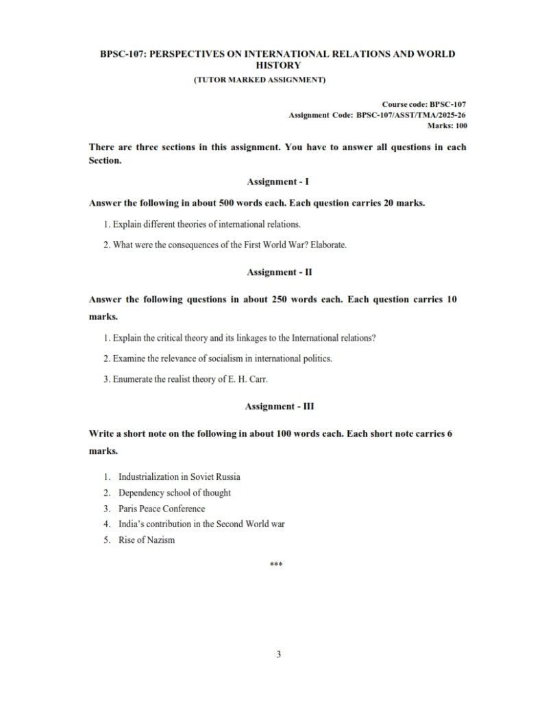IGNOU BPSC-107 Solved Assignment 2025-26 English Medium