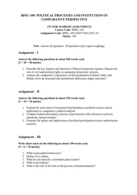 IGNOU BPSC-109 Solved Assignment 2025-26 English Medium