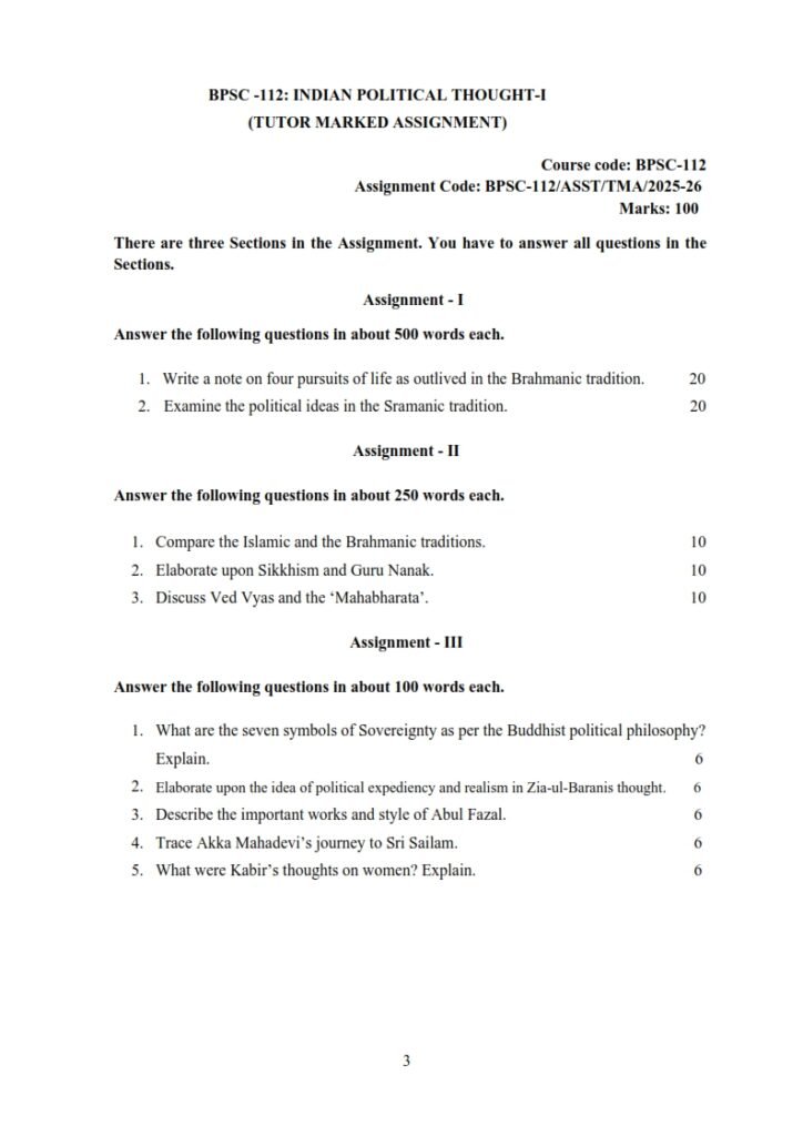 IGNOU BPSC-112 Solved Assignment 2025-26 English Medium
