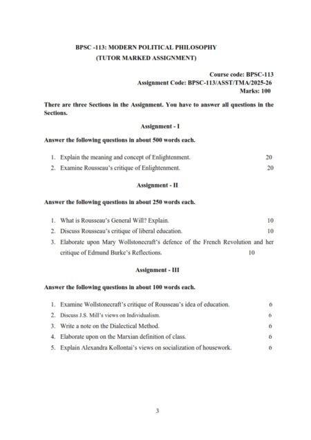 IGNOU BPSC-113 Solved Assignment 2025-26 English Medium