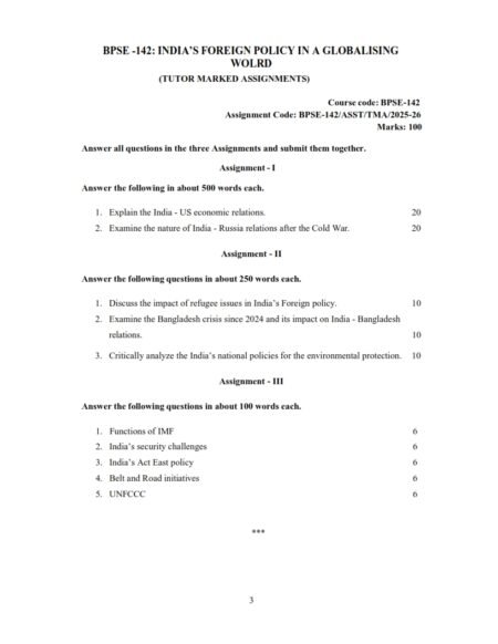 IGNOU BPSE-142 Solved Assignment 2025-26 English Medium