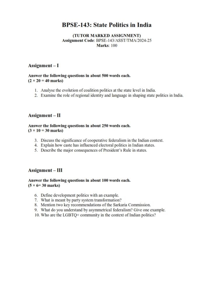 IGNOU BPSE-143 Solved Assignment 2025-26 English Medium