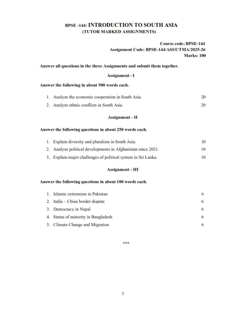 IGNOU BPSE-144 Solved Assignment 2025-26 English Medium