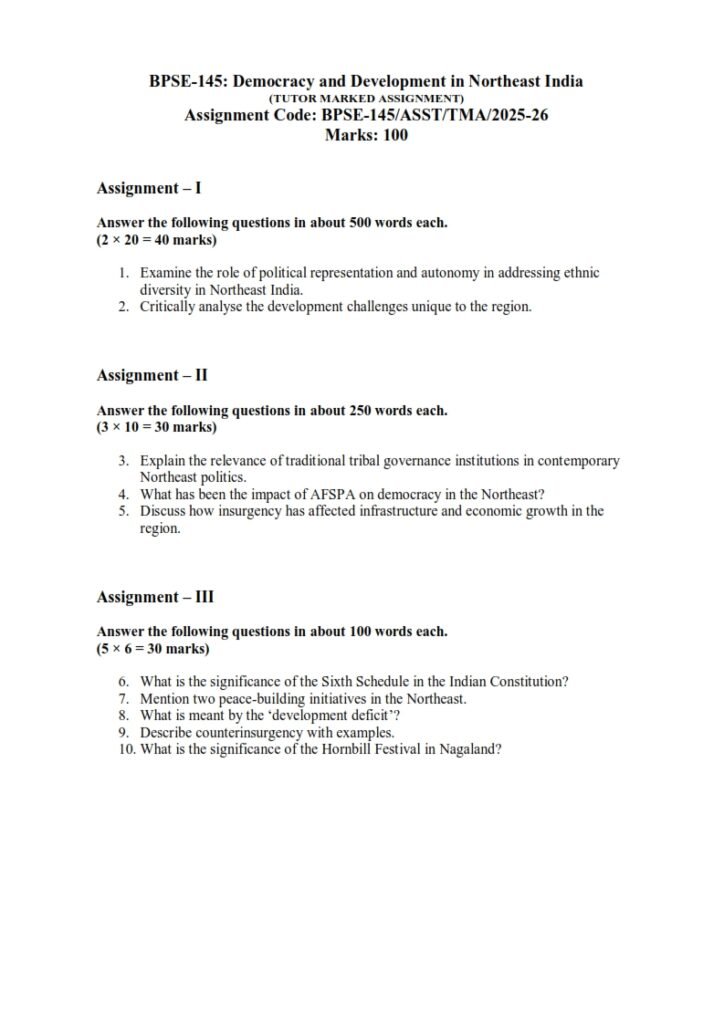 IGNOU BPSE-145 Solved Assignment 2025-26 English Medium