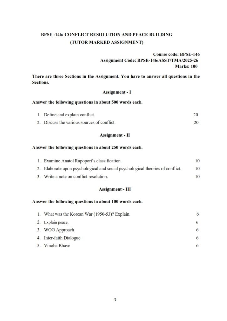 IGNOU BPSE-146 Solved Assignment 2025-26 English Medium