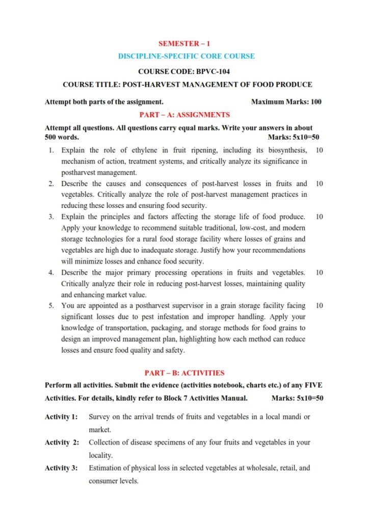 IGNOU BPVC-104 Solved Assignment 2025-26 English Medium