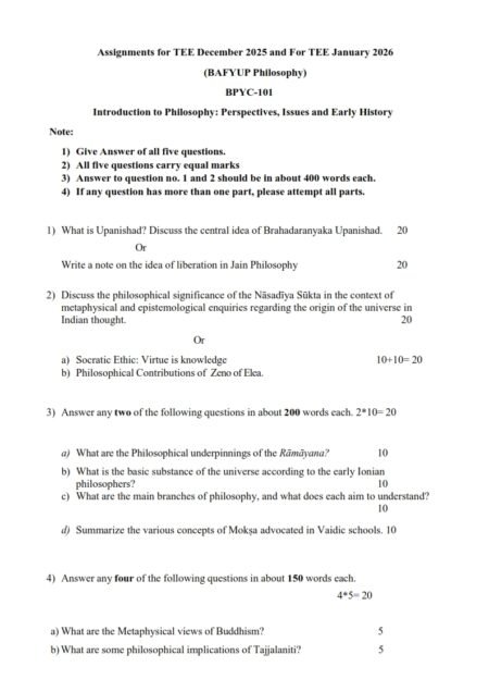 IGNOU BPYC-101 Solved Assignment 2025-26 English Medium