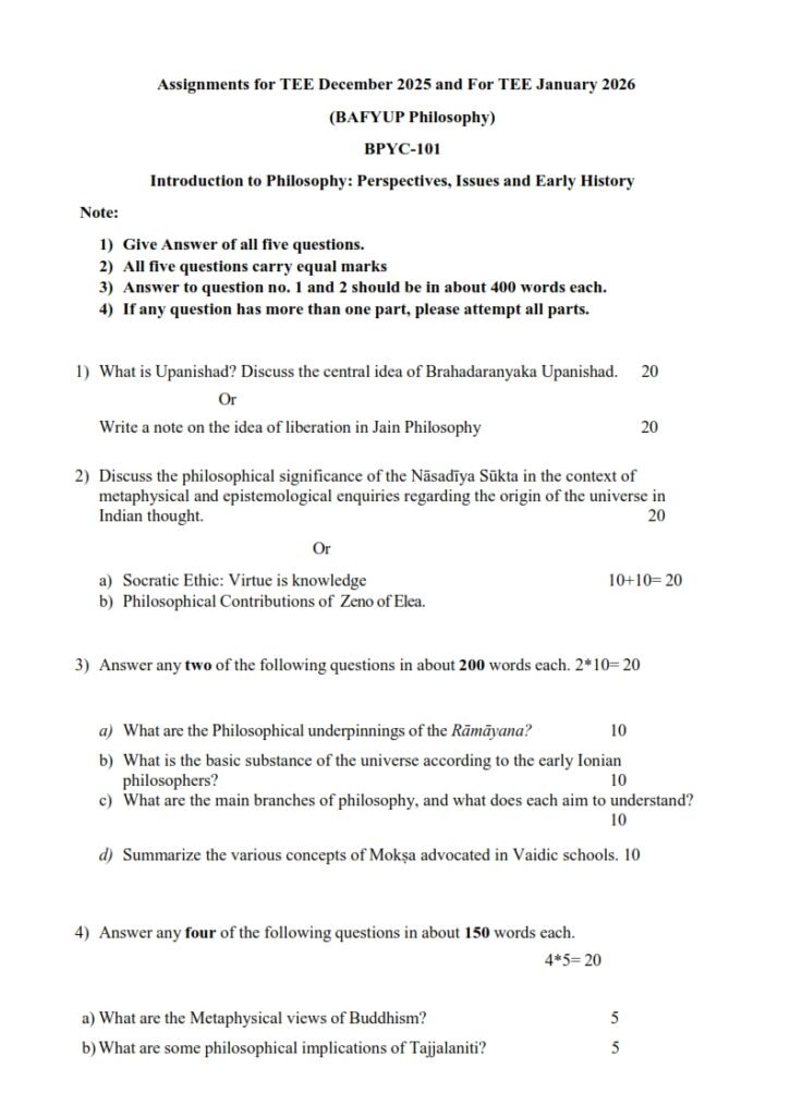 IGNOU BPYC-101 Solved Assignment 2025-26 English Medium