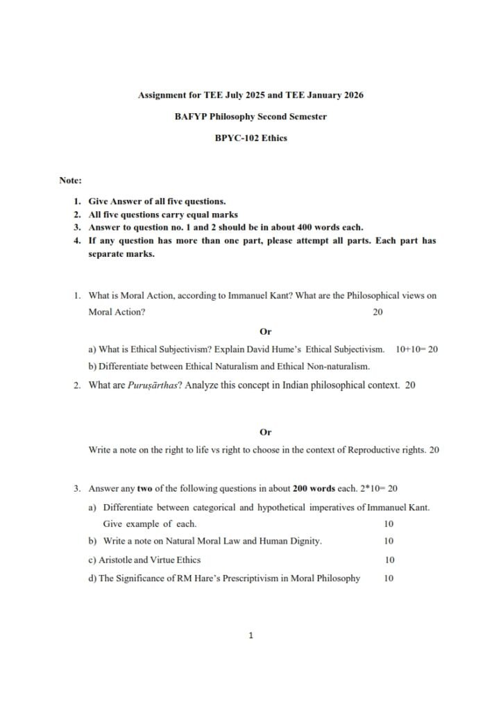 IGNOU BPYC-102 Solved Assignment 2025-26 English Medium