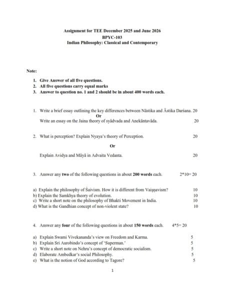 IGNOU BPYC-103 Solved Assignment 2025-26 English Medium