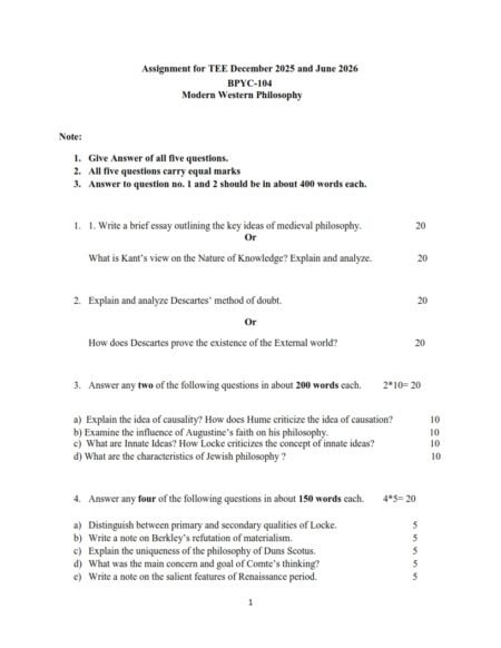 IGNOU BPYC-104 Solved Assignment 2025-26 English Medium