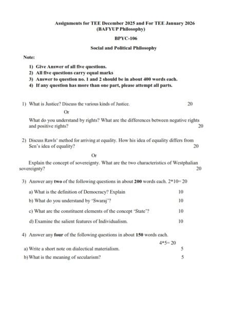 IGNOU BPYC-106 Solved Assignment 2025-26 English Medium