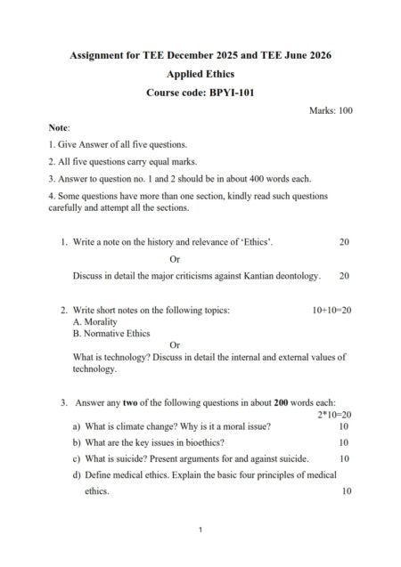 IGNOU BPYI-101 Solved Assignment 2025-26 English Medium