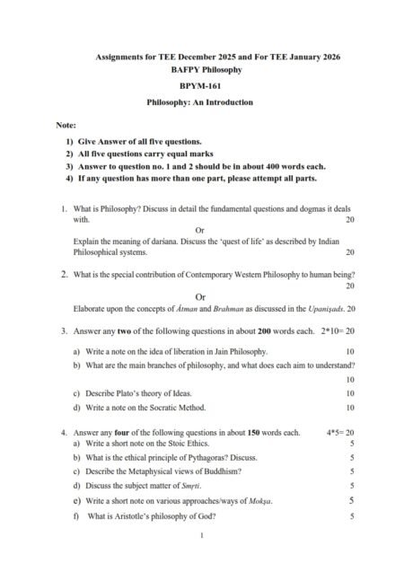 IGNOU BPYM-161 Solved Assignment 2025-26 English Medium