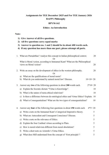 IGNOU BPYM-162 Solved Assignment 2025-26 English Medium