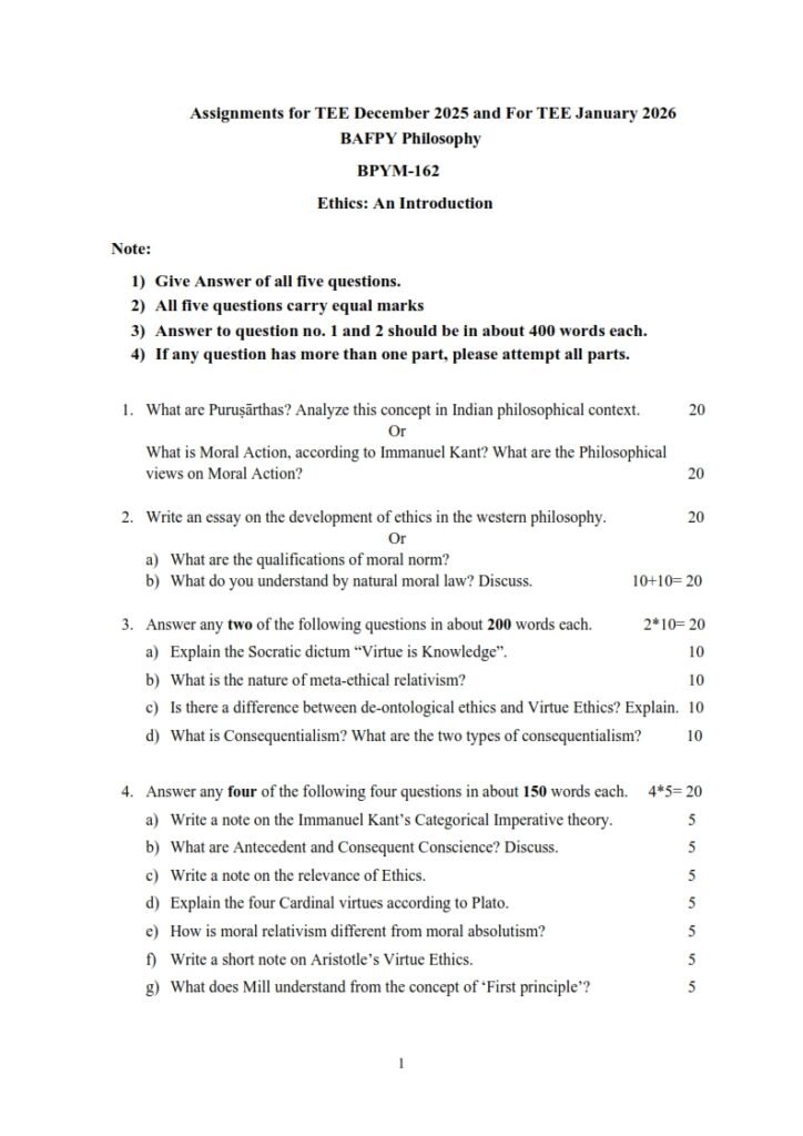 IGNOU BPYM-162 Solved Assignment 2025-26 English Medium
