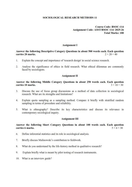 IGNOU BSOC-114 Solved Assignment 2025-26 English Medium