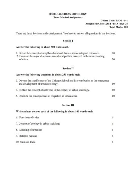 IGNOU BSOE-141 Solved Assignment 2025-26 English Medium