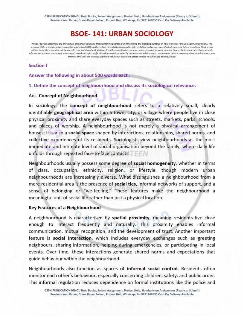 IGNOU BSOE-141 Solved Assignment 2025-26 English Medium - IGNOU Solved Assignment