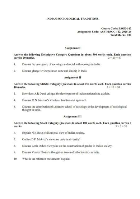 IGNOU BSOE-142 Solved Assignment 2025-26 English Medium