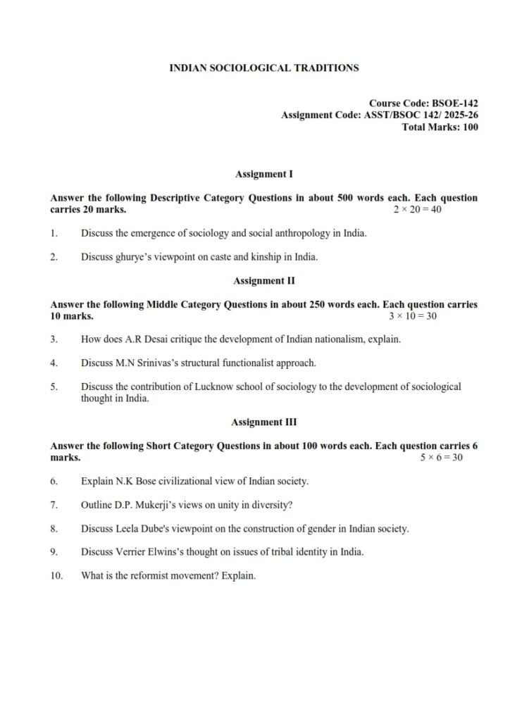 IGNOU BSOE-142 Solved Assignment 2025-26 English Medium