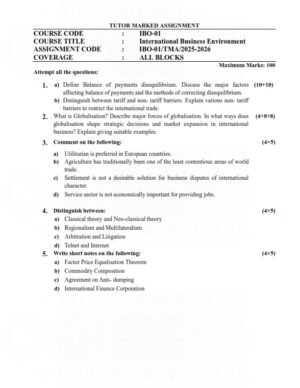 IGNOU IBO-01 Solved Assignment 2025-26 English Medium