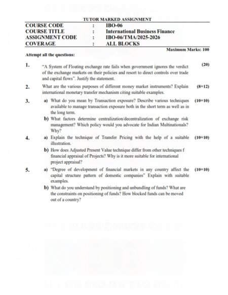 IGNOU IBO-06 Solved Assignment 2025-26 English Medium