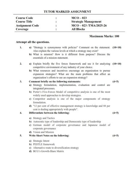 IGNOU MCO-023 Solved Assignment 2025-26 English Medium