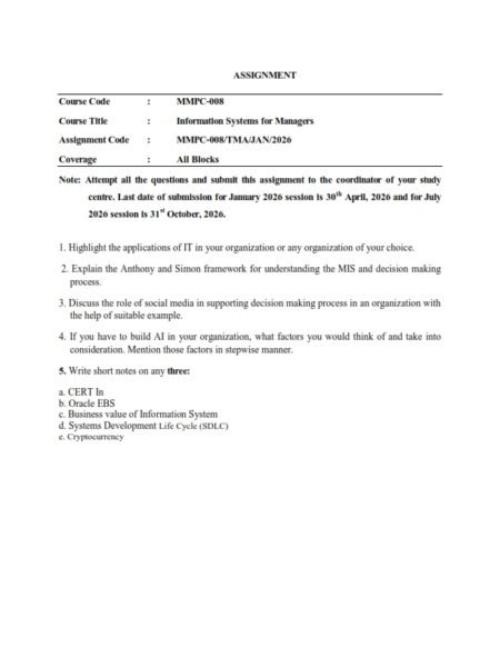 IGNOU MMPC-08 Solved Assignment 2026 English Medium