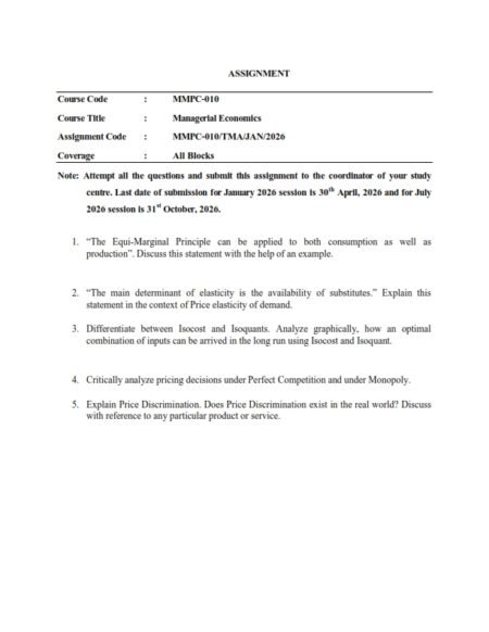 IGNOU MMPC-010 Solved Assignment 2026 English Medium