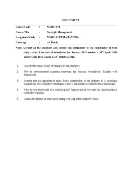 IGNOU MMPC-012 Solved Assignment 2026 English Medium