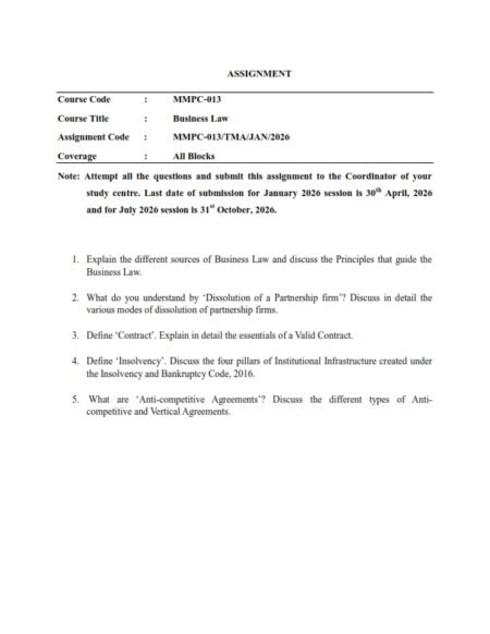 IGNOU MMPC-013 Solved Assignment 2026 English Medium