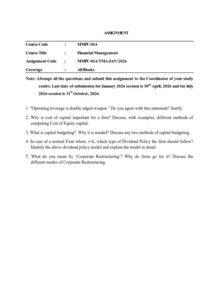 IGNOU MMPC-014 Solved Assignment 2026 English Medium