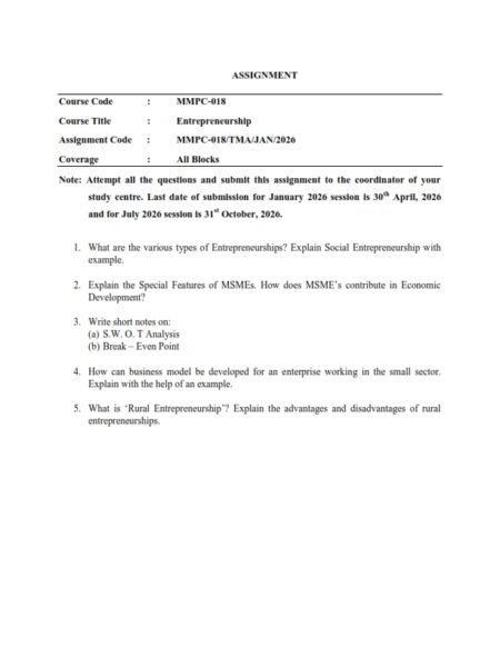 IGNOU MMPC-018 Solved Assignment 2025-26 English Medium