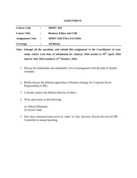 IGNOU MMPC-020 Solved Assignment 2025-26 English Medium