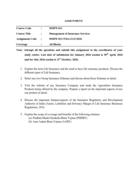 IGNOU MMPF-011 Solved Assignment 2026 English Medium