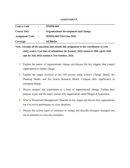 IGNOU MMPH-005 Solved Assignment 2026 English Medium