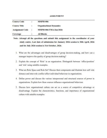 IGNOU MMPH-006 Solved Assignment 2026 English Medium