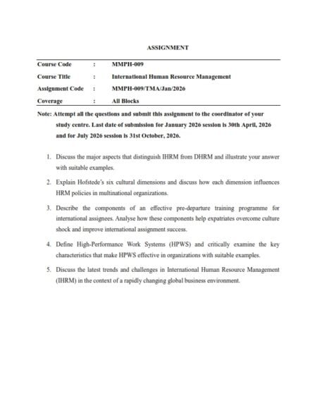 IGNOU MMPH-009 Solved Assignment 2026 English Medium