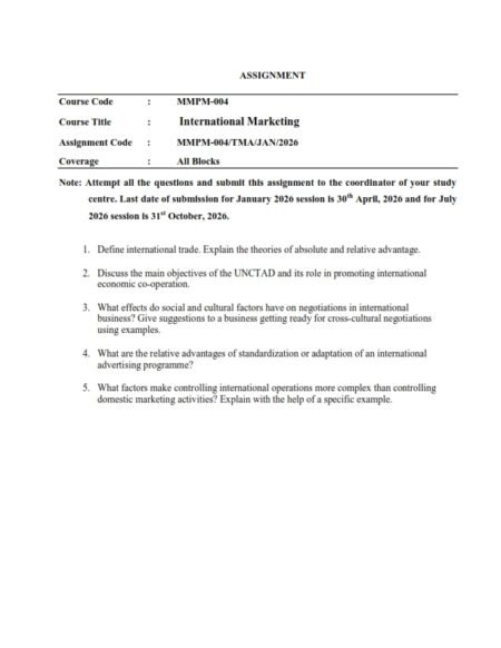 IGNOU MMPM-004 Solved Assignment 2026 English Medium