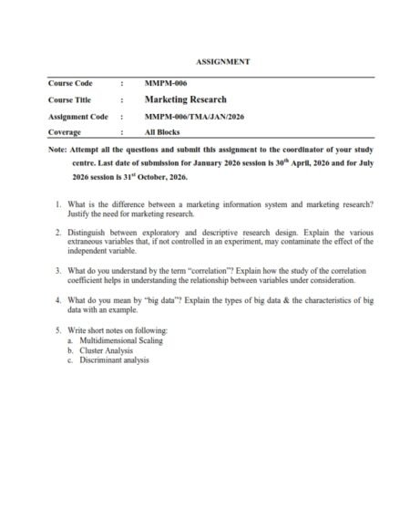 IGNOU MMPM-006 Solved Assignment 2026 English Medium
