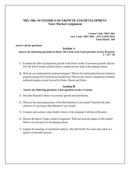 IGNOU MEC-004 Solved Assignment 2025-26 English Medium
