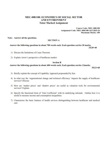 IGNOU MEC-008/108 Solved Assignment 2025-26 English Medium