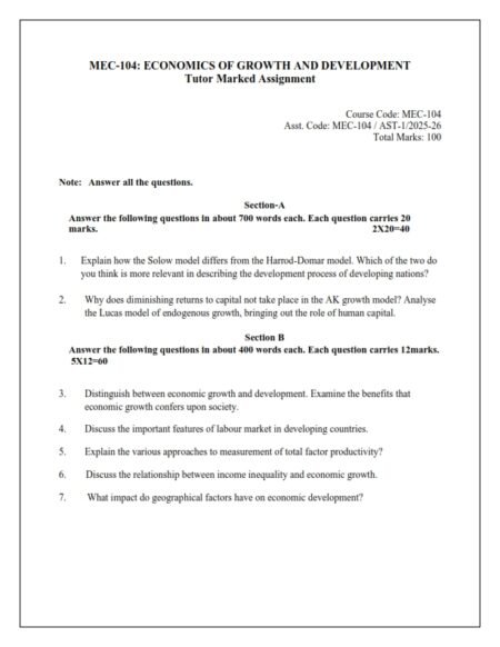 IGNOU MEC-104 Solved Assignment 2025-26 English Medium