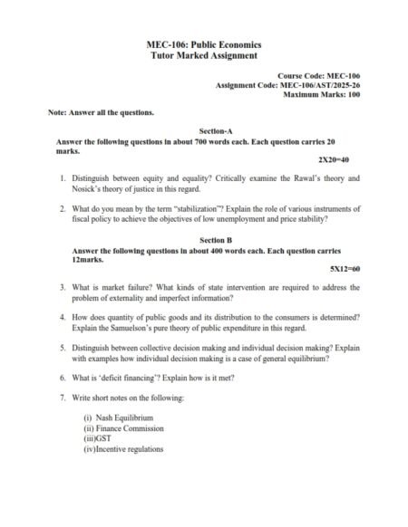 IGNOU MEC-106 Solved Assignment 2025-26 English Medium